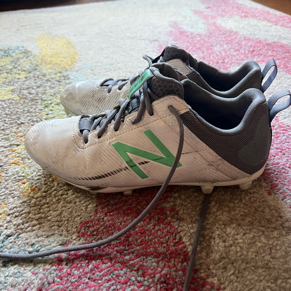 New Balance White and Green Lacrosse Cleats